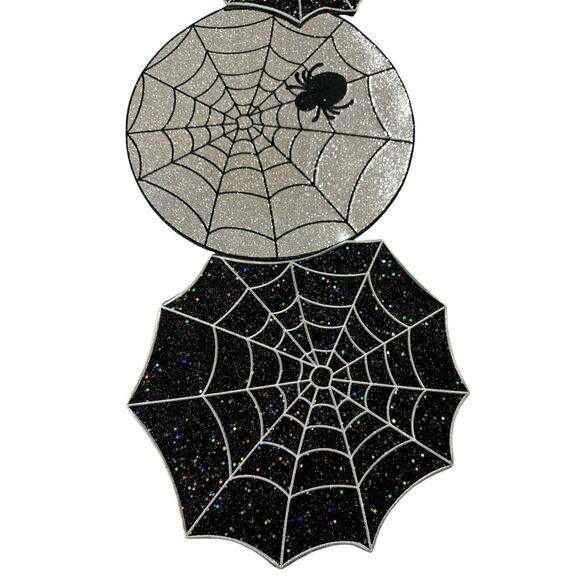 Halloween Spider Decor • Table Runner, Hanging Metal Web & Spider Candles Spooky - Picture 2 of 13